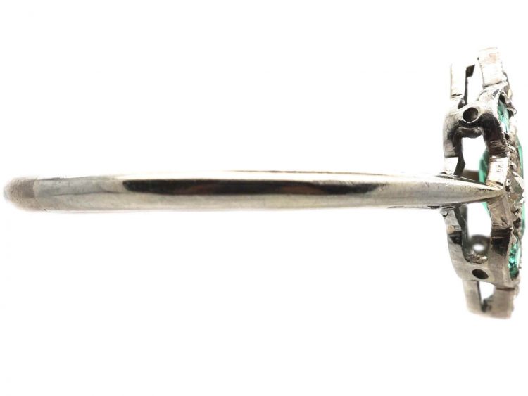 Art Deco 18ct Gold & Platinum, Emerald & Diamond Ring