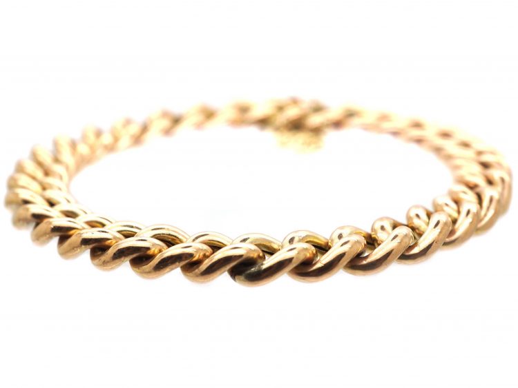 Edwardian 9ct Gold Curb Link Bracelet