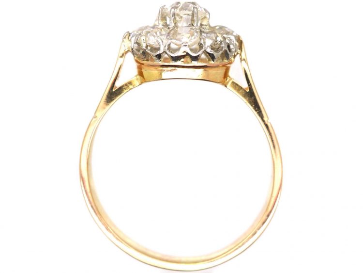French Early 20th Century 18ct Gold, Old Mine Cut Diamond Cluster Ring