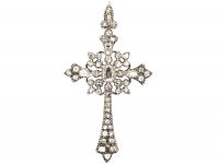 Georgian Silver & Gold, Old Mine Cut Diamond & Rose Diamond Cross in Original Case