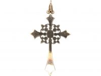 Georgian Silver & Gold, Old Mine Cut Diamond & Rose Diamond Cross in Original Case