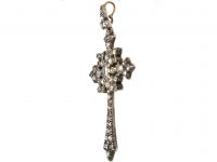 Georgian Silver & Gold, Old Mine Cut Diamond & Rose Diamond Cross in Original Case