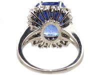 18ct White Gold Ballerina Ring set with a Large Unheated Ceylon Sapphire & Baguette Diamonds