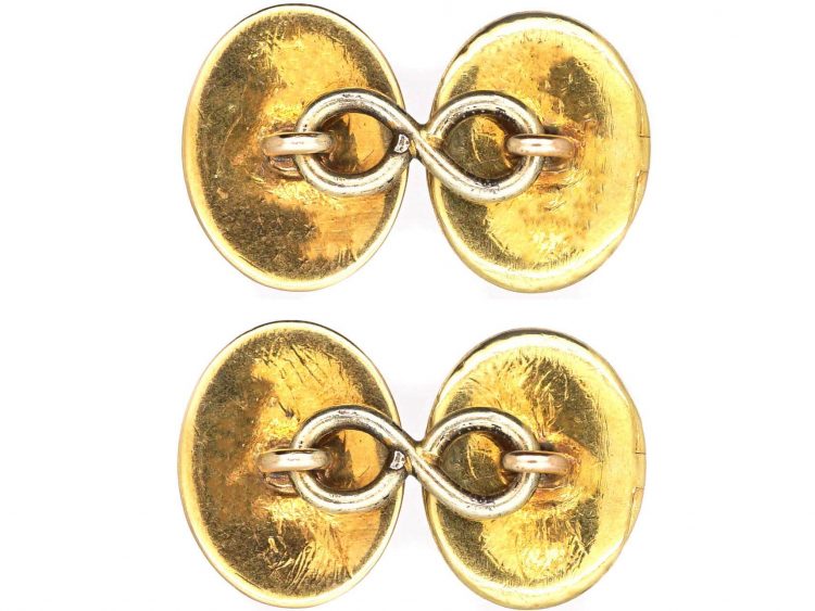 Victorian 18ct Gold Cufflinks with Engraved Coronets & Hidden Lockets