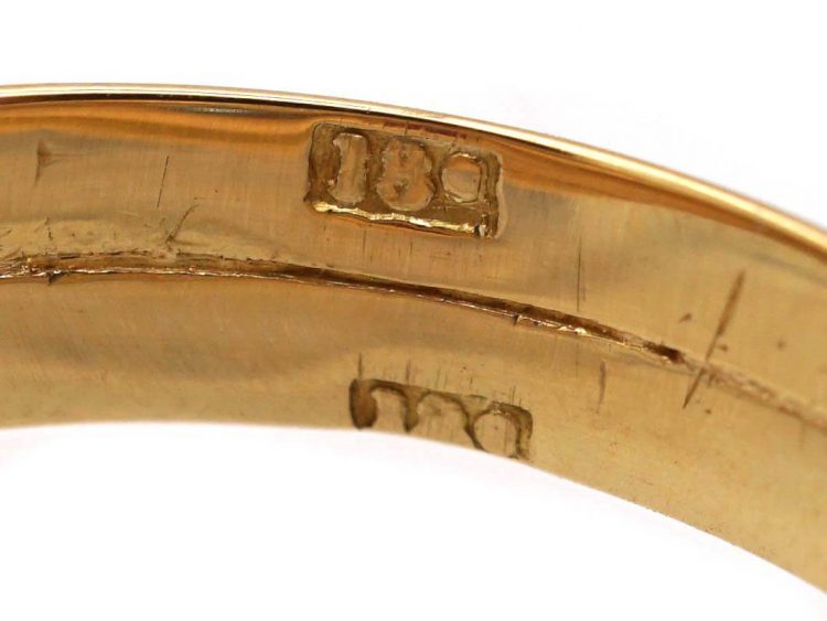 Edwardian 18ct Gold Double Snake Ring set with a Ruby & a Diamond