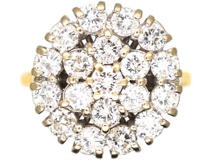 1950s 18ct Gold, Large Diamond Cluster Ring