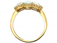 Edwardian 18ct Gold, Three Stone Opal & Diamond Ring