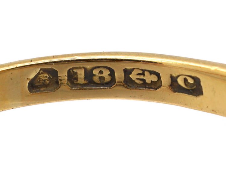 Edwardian 18ct Gold, Three Stone Opal & Diamond Ring