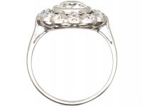 French Early 20th Century Platinum & Diamond Large Cluster Ring