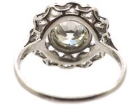 French Early 20th Century Platinum & Diamond Large Cluster Ring