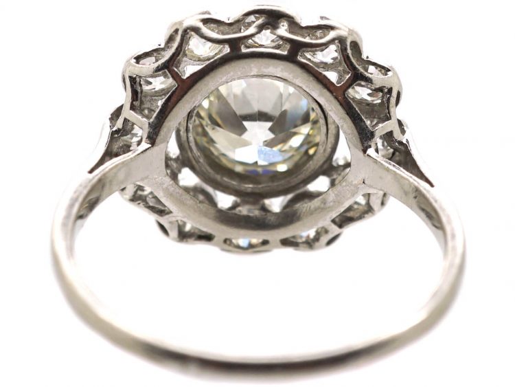 French Early 20th Century Platinum & Diamond Large Cluster Ring