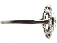 French Early 20th Century Platinum & Diamond Large Cluster Ring