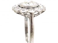French Early 20th Century Platinum & Diamond Large Cluster Ring