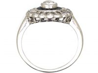 Art Deco Platinum Target Ring set with Diamonds & Calibre Sapphires