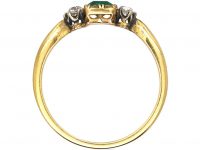 Edwardian 18ct Gold, Emerald & Diamond Three Stone Ring