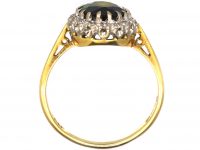 18ct Gold, Green Tourmaline & Diamond Cluster Ring