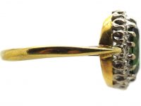 18ct Gold, Green Tourmaline & Diamond Cluster Ring