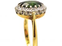 18ct Gold, Green Tourmaline & Diamond Cluster Ring