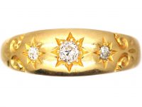 Edwardian 18ct Gold Three Stone Diamond Gypsy Ring