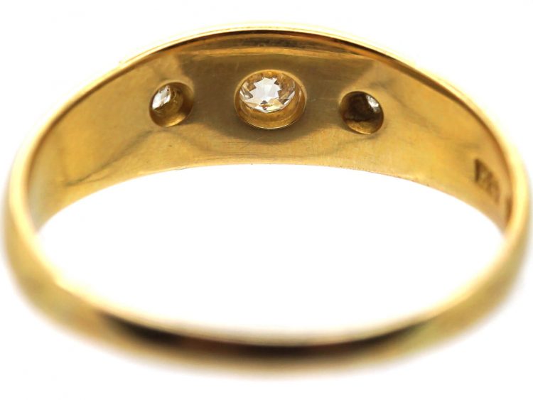 Edwardian 18ct Gold Three Stone Diamond Gypsy Ring