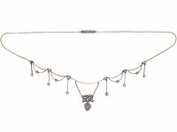 Edwardian Festoon Lover's Knot Necklace set with Rose Diamonds