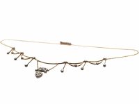 Edwardian Festoon Lover's Knot Necklace set with Rose Diamonds