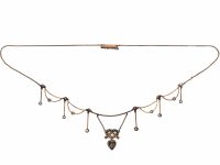 Edwardian Festoon Lover's Knot Necklace set with Rose Diamonds