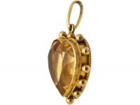 Edwardian 15ct Gold Heart Shaped Pendant set with a Citrine