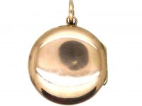 Edwardian 9ct Back & Front Round Locket with Flower Motif set with Paste