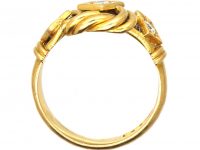 Edwardian 18ct Gold Lover's Knot Ring set with Three Diamonds