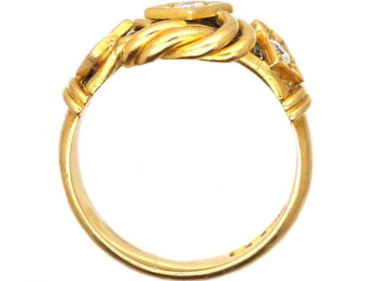 Edwardian 18ct Gold Lover's Knot Ring set with Three Diamonds
