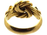 Edwardian 18ct Gold Lover's Knot Ring set with Three Diamonds