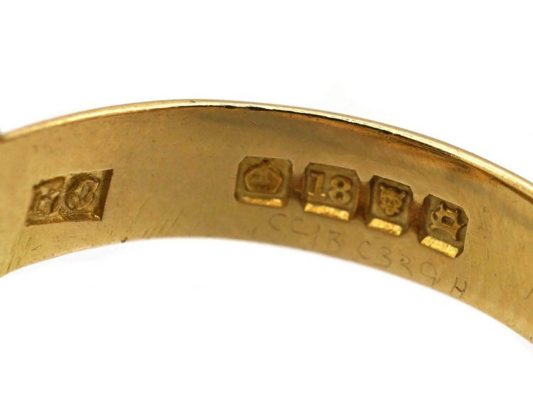 Edwardian 18ct Gold Lover's Knot Ring set with Three Diamonds