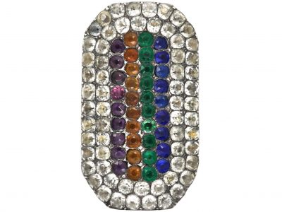 Georgian 9ct Gold & Silver Ring set with Coloured Paste