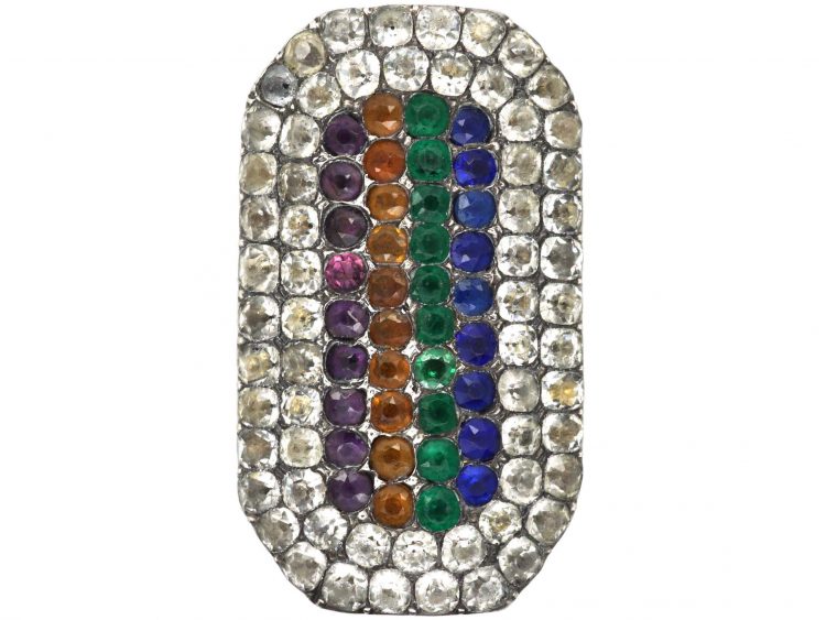 Georgian 9ct Gold & Silver Ring set with Coloured Paste