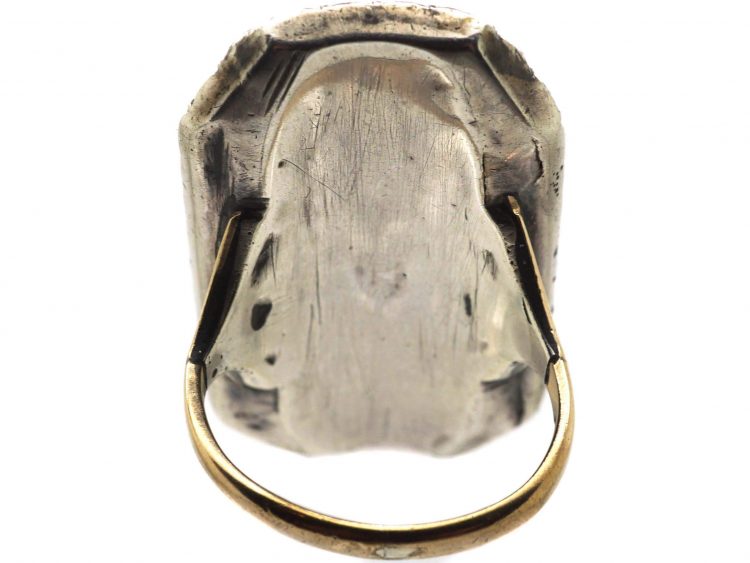 Georgian 9ct Gold & Silver Ring set with Coloured Paste