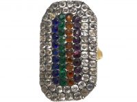 Georgian 9ct Gold & Silver Ring set with Coloured Paste