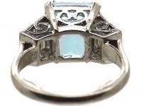 Art Deco Platinum, Aquamarine & Baguette Diamond Ring