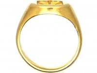 French 18ct Gold Signet Ring with Shield & Crest Intaglio