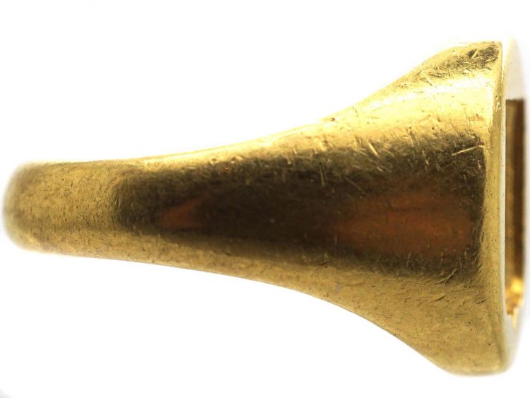 French 18ct Gold Signet Ring with Shield & Crest Intaglio