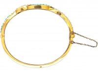 Edwardian 15ct Gold Twist Bangle set with Turquoise & Natural Split Pearls