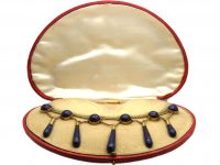 Victorian 18ct Gold & Lapis Lazuli Necklace in the Original Case