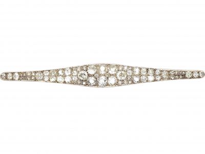 Early 20th Century Long Brooch set with Graduated Old Mine Cut Diamonds