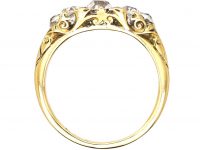 Edwardian 18ct Gold, Three Stone Diamond Ring with Rose Diamond Points