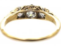 Edwardian 18ct Gold, Three Stone Diamond Ring with Rose Diamond Points