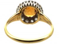 Edwardian 18ct Gold, Citrine & Diamond Cluster Ring