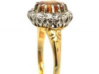 Edwardian 18ct Gold, Citrine & Diamond Cluster Ring
