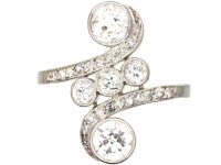 Art Nouveau 18ct White Gold & Diamond Twist Ring