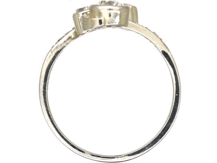 Art Nouveau 18ct White Gold & Diamond Twist Ring