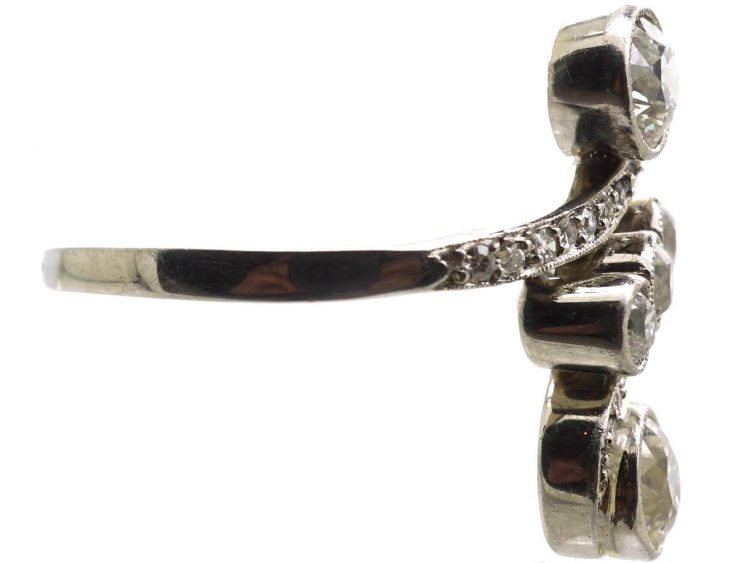 Art Nouveau 18ct White Gold & Diamond Twist Ring